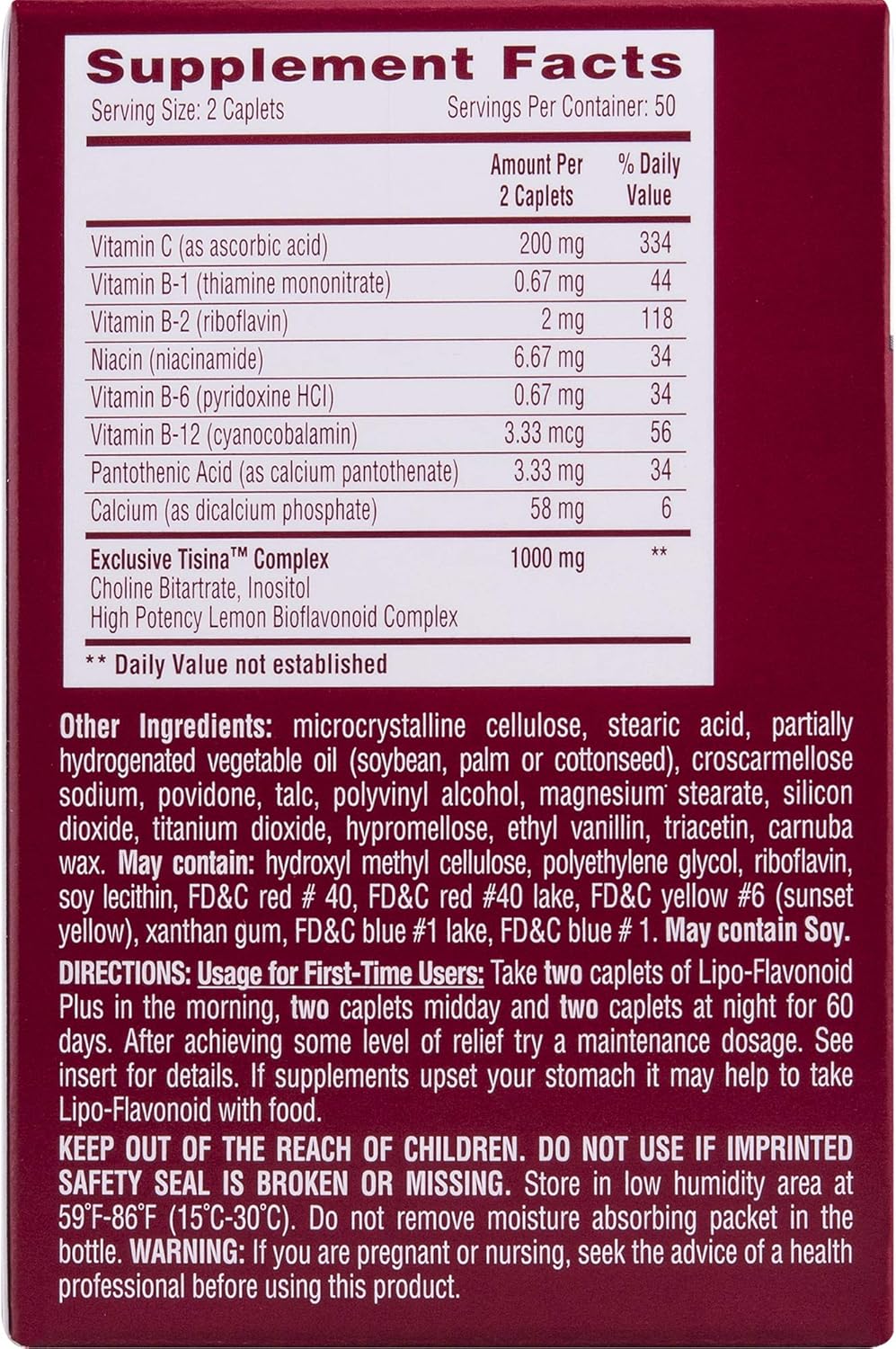 Lipo-Flavonoid Plus Ear Health Supplement | 100 Caplets | #1 ENT Doctor Recommended for Ear Ringing | Most Effective Over the Counter Tinnitus Treatment: Health & Personal Care