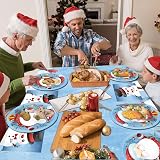 POPOYU 37Pcs Christmas Party Tableware Set Santa Snowman Plates Napkins view 3