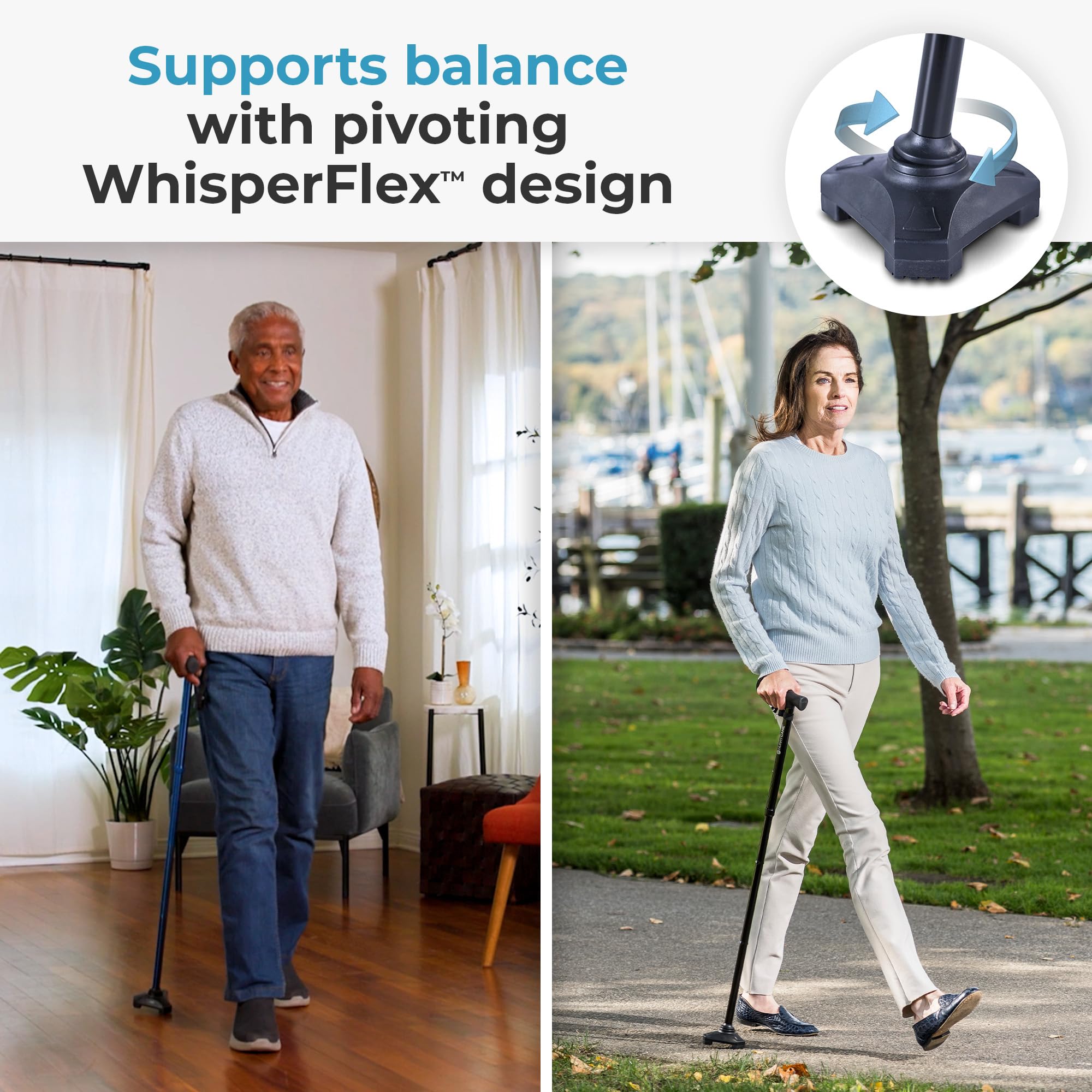 HurryCane Freedom Edition Foldable Walking Cane with T Handle