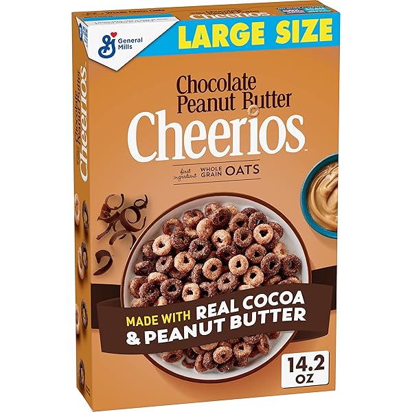 CHOCOLATE PEANUT BUTTER CHEERIOS BREAKFAST CEREAL, LARGE SIZE, 14.2 OZ