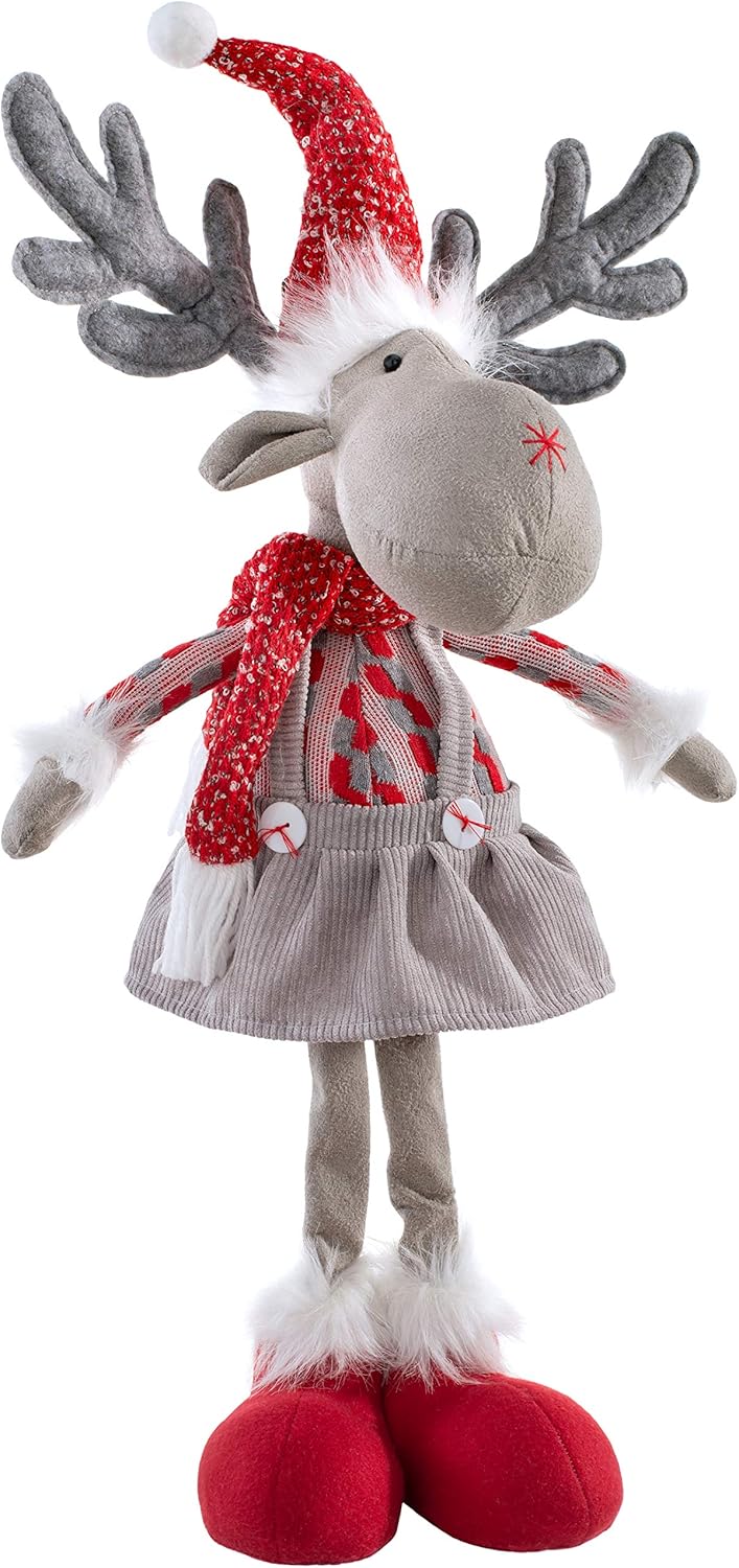 WeRChristmas Standing Christmas Girl Moose Figurine with Two Legs