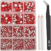NCB 8000pcs Non Hotfix Rhinestones 10 Sizes Flatback Crystal Glass Rhinestones with Tweezers and Picking Pen for Nail Art Clo