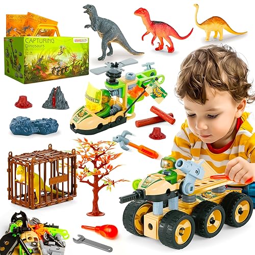 HOMETTER Building Toys, for Kids, Dinosaur Set Tank & Helicopter STEM Learning Kit for Preschool Kids, Engineering Toys Creative Set, Dinosaur Toys for Boys Age 5 6 7 8 9 10+ Years Old
