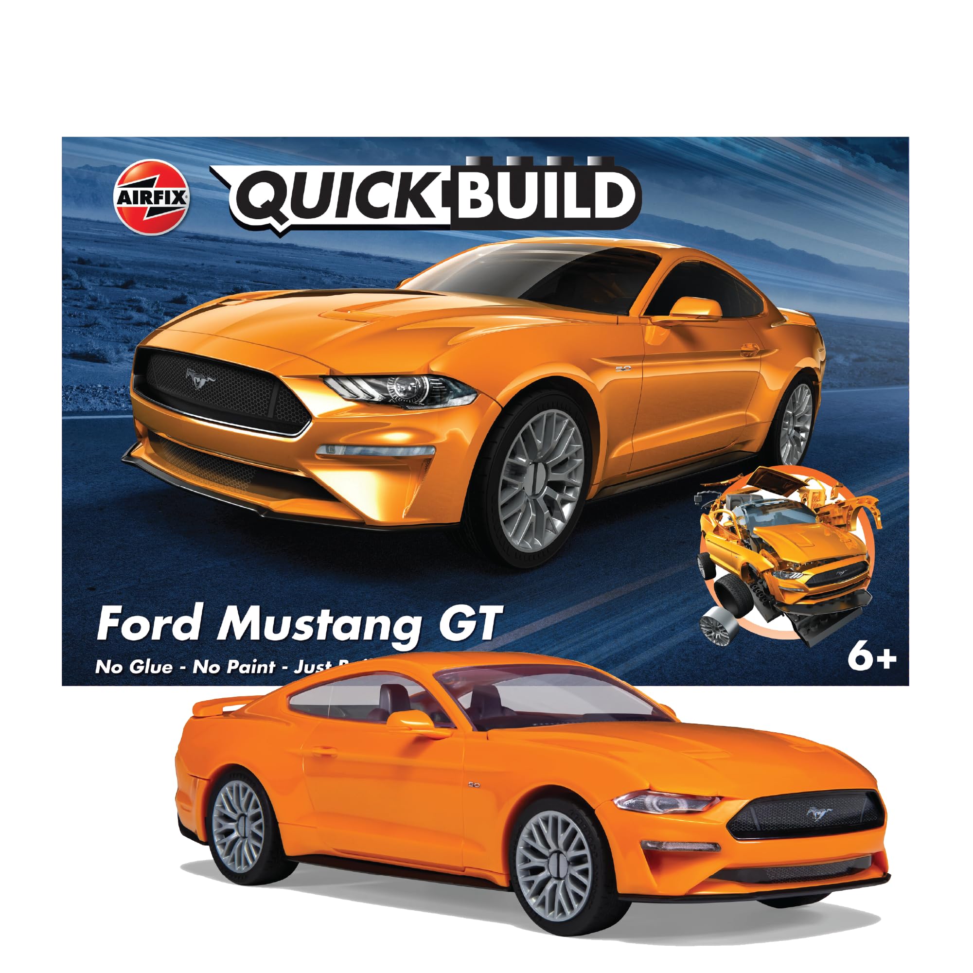 Airfix QUICKBUILD Model Car Kit - Ford Mustang GT Orange Car Building Kit for Kids 6+, Construction Toys for Boys & Girls, No Glue Model Making - Classic Car Gifts Plastic Model Kits — image 1
