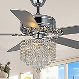 Bella Depot 52" Crystal Chandelier Ceiling Fan with