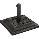 Outsunny 20lbs Patio Market Umbrella Base Stand for &Phi;1.5/1.89" Pole Bronze | Resin Parasol Holder Square, Beautiful Decorative Pattern, Easy Setup, Beach, Lawn, Deck, Backyard, Garden