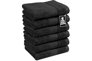 Lane Linen Hand Towels for Bathroom - 6 Piece Set (16" x 28"), Soft & Absorbent Bath Hand Towels, Premium Black Hand Towels f