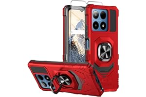 Mocotto for Boost Summit 5G Phone Case with Tempered Glass Screen Protector,Military Grade Heavy Duty Shockproof Protective Cover,with Ring Kickstand (Boost Summit 5G,Red)