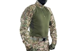 MEGE KNIGHT Combat Top MC Camo Airsoft Shirt Seamless Long Sleeve Shirt with Shoulder Cushion Military Surplus