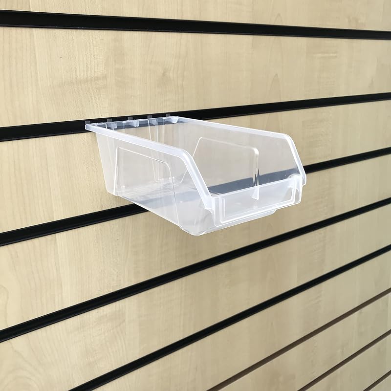 CompleteShopfittings 10x Medium Slatwall Storage Hobbybox Tubs Clear Bins