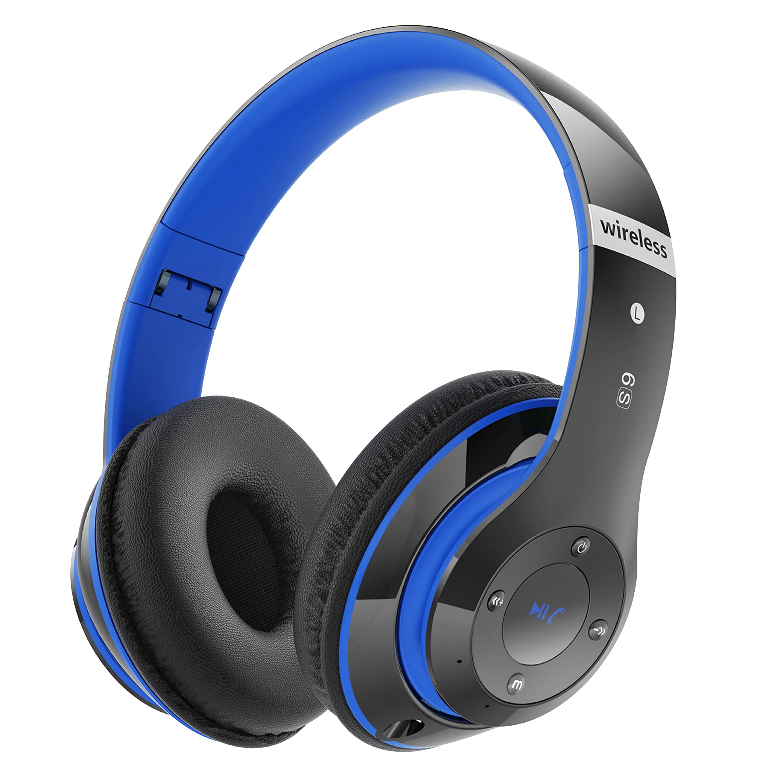 Photo 1 of ***POSSIBLY FOR PARTS/UNTESTED**** Bluetooth Headphones Over Ear, 6S Foldable Wireless Headphones with 6 EQ Modes, 40 Hours Playtime HiFi Stereo Headset with Mic, Soft Ear Pads, TF/FM for Cellphone/PC/Home (Black & Blue)