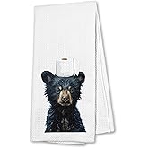 Xiyurlk Black Bear Bathroom Hand Towels, Wild Animal Black Bear Hand Towels for Bathroom Washroom Restroom Decor, 16x24 Inch, A012