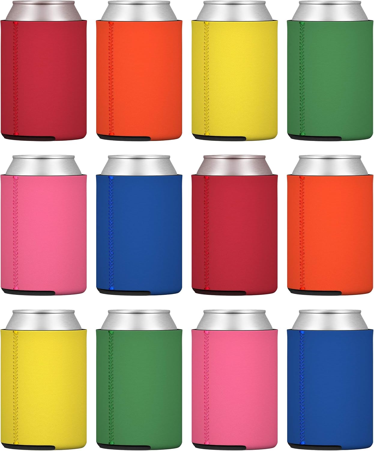 TahoeBay 12 Neoprene Can Sleeves for Standard 12 Ounce Cans Blank Beer Coolers (Multicolor, 12)