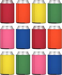 TahoeBay 12 Neoprene Can Sleeves for Standard 12 Ounce Cans Blank Beer Coolers (Multicolor, 12)