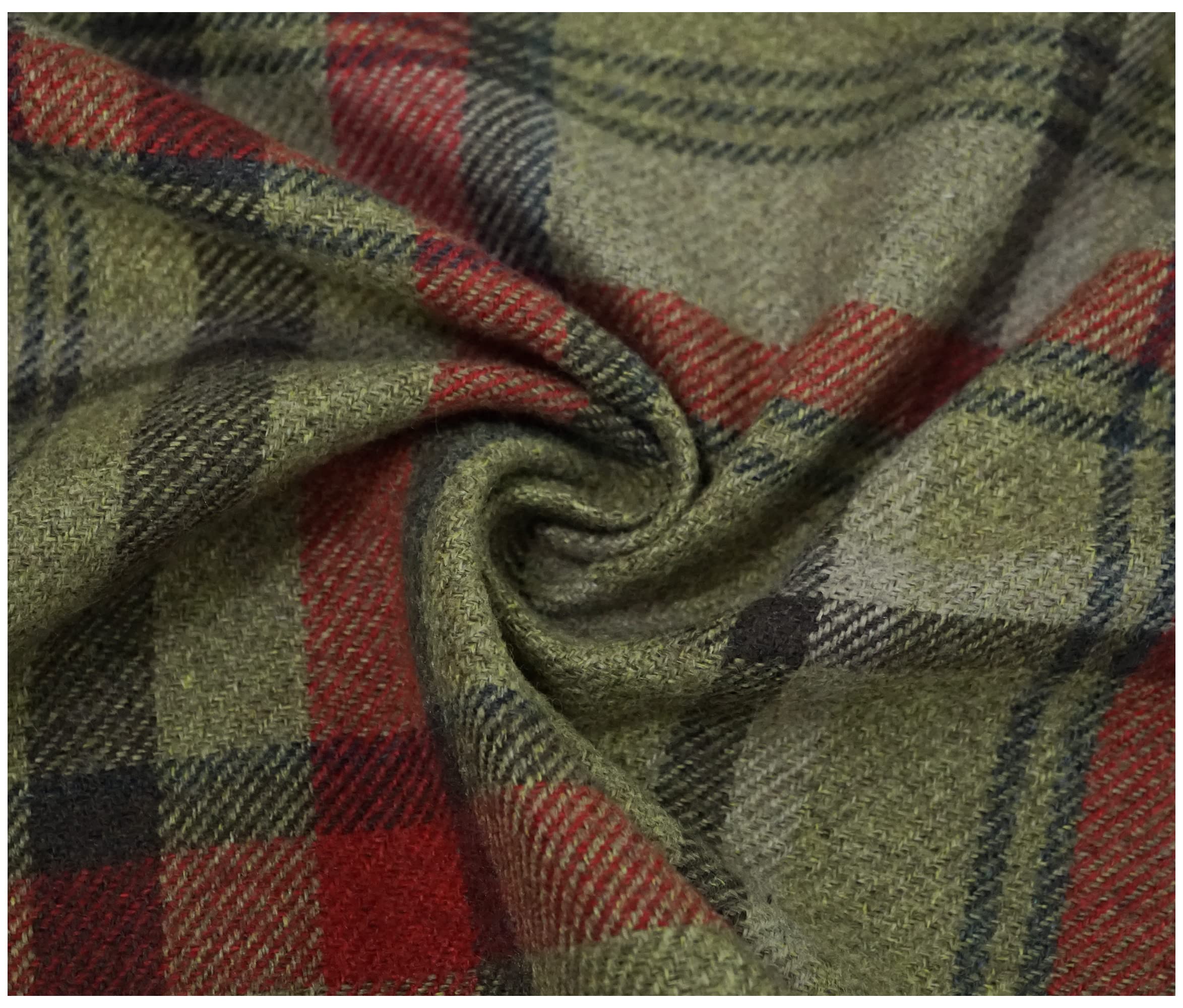 Skye Balmoral Thick Wool Effect Tartan Upholstery Curtain Fabric Sofa Plaid Fabric (300 x 140cm (3 Metre), Hunter)