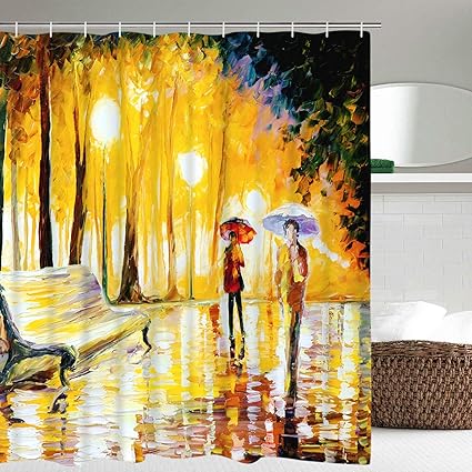 Amazon Com Bleum Cade Oil Painting Shower Curtain People Walk In