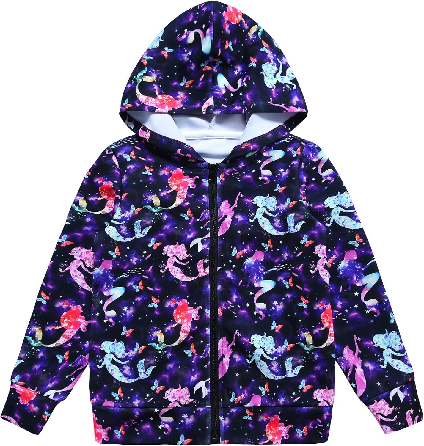 Girls Zip Up Hoodie Jacket Unicorn/Cat Sweatshirt with Pockets: Clothing