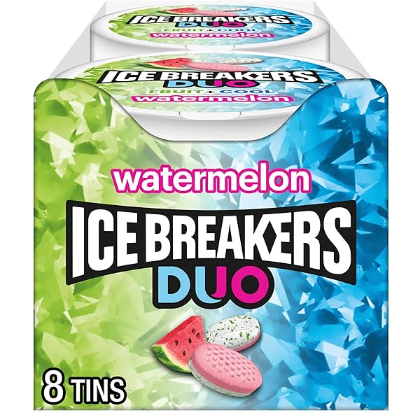 ICE BREAKERS DUO FRUIT PLUS COOL WATERMELON SUGAR FREE MINTS TINS, 1.3 OZ (8 COUNT)