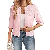 GRACE KARIN Womens 3/4 Sleeve Cardigan Sweater, Lightweight Cropped Cardigan Trendy, Dressy Casual Crochet Bolero Shrugs
