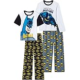BATMAN Boys Pajamas for Kids | 4 Piece Sleepwear Sets for Boys Pajama Bottoms and Sleep Shirts for Big Boy and Toddlers