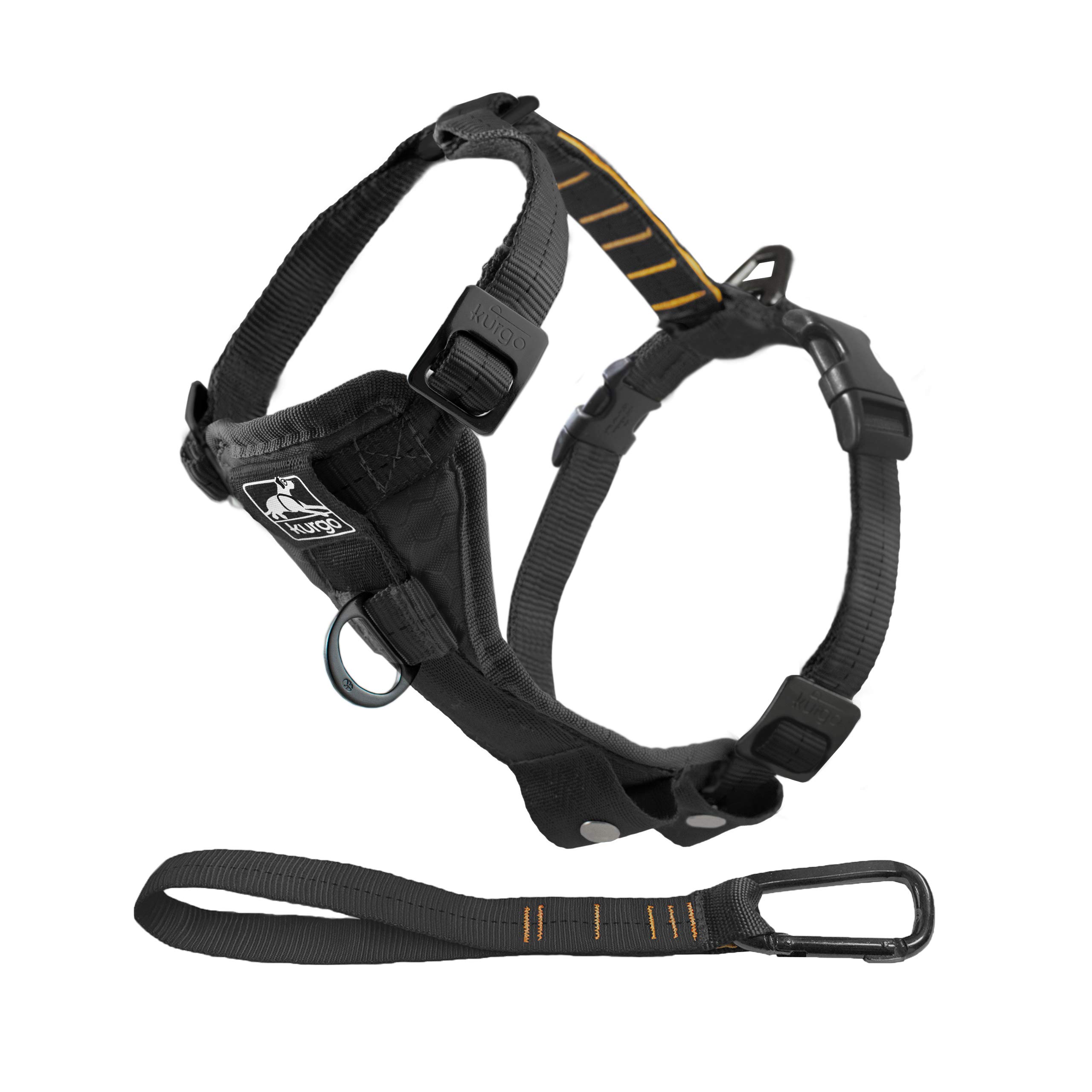 Kurgo Tru-Fit Smart Dog Walking Harness, Quick Release Buckles, No-Pull Training Clip, Includes Seat Belt Tether, Extra Small-Black