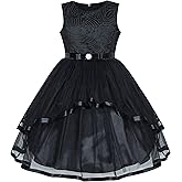 Sunny Fashion Flower Girls Dress Blue Belted Wedding Party Bridesmaid Size 4-12