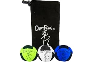 DIRTBAG Classic Footbag 3 Pack with Pouch, Unique, Footbag Set with Signature Carry Bag.