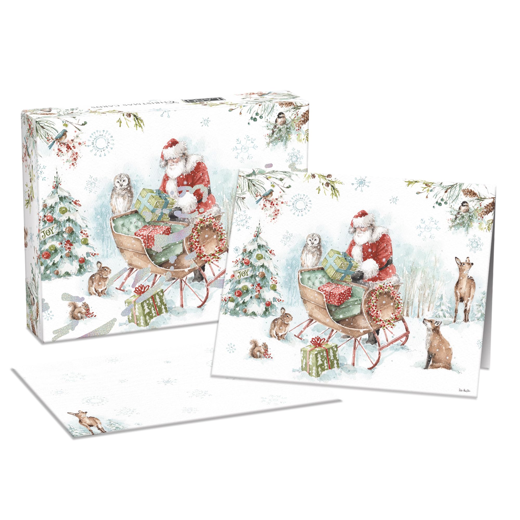 LANG Magical Holiday Boxed Christmas Cards, 8 Pop-Up Christmas Cards with Envelopes, Linen-Embossed Paper Stock, Glitter Embellishment (1004865)