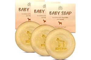 Relaxcation 3 Baby Soap Bars with Goat Milk and Honey - Naturally Cold Processed from Organic Ingredients - Handmade in USA - Ideal fro Newborns, babys, Kids and Adults (Pack of 3