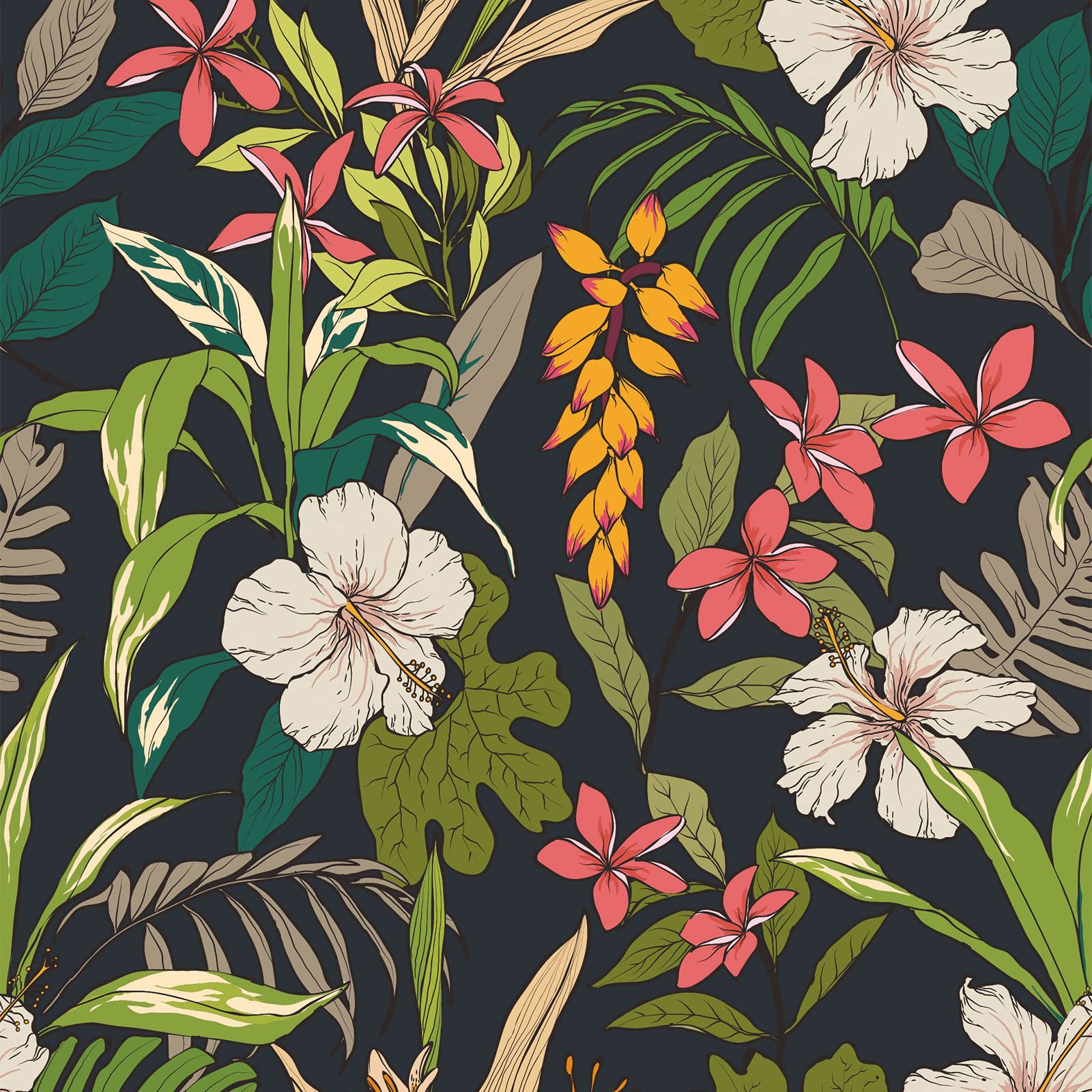 Photo 1 of VEELIKE Black Floral Peel and Stick Wallpaper 17.7''x118'' Tropical Dark Leaf Floral Wallpaper Self Adhesive Removable Wallpaper Floral Contact Paper for Bedroom Living Room Walls Cabinets Shelves