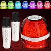 Mini Karaoke Machine Toys for Kids Ages 3-12, Birthday Gifts for 3 4 5 6 7 8 9 10 Year Old Boys Girls, Portable with 2 Microphones, Colorful LED Toy for Boy Girl (KL)
