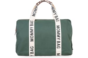 Childhome Signature Mommy Bag, Sporty Diaper Bag, Water Repellant Tote Bag, Large Diaper Bag, Baby Essentials Travel Bag, Hospital Bags for Labor and Delivery (Green)