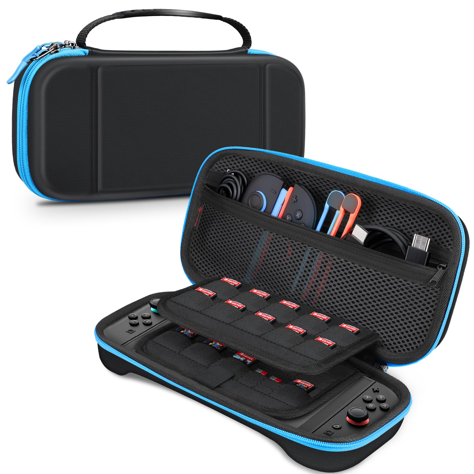 Fintie Carrying Case for Nintendo Switch 2 (2025), Shockproof Hard Shell Switch 2 Case, Protective Cover Travel Bag w/19 Game Card & 2 Micro SD Card Slots & Inner Pocket for Accessories, Black