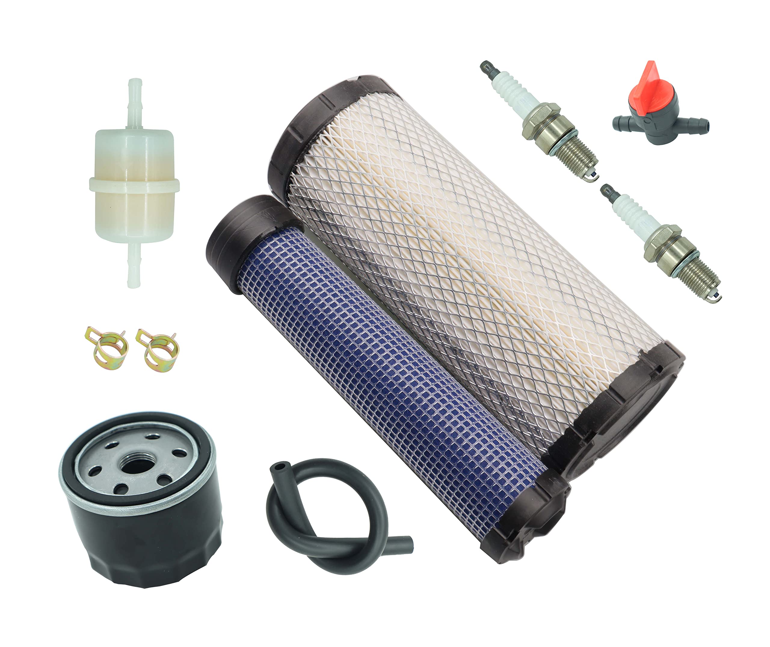 Photo 1 of 11013-7044 Air Filter & 11013-7045 Inner & Outer Air Filter Element Cleaners For Kawasaki FX651V FX691V FX730V FX751V FX801V FX850V FX1000V 4 Cycle Engien Lawn Mower Including 49065-7007 Oil Filter