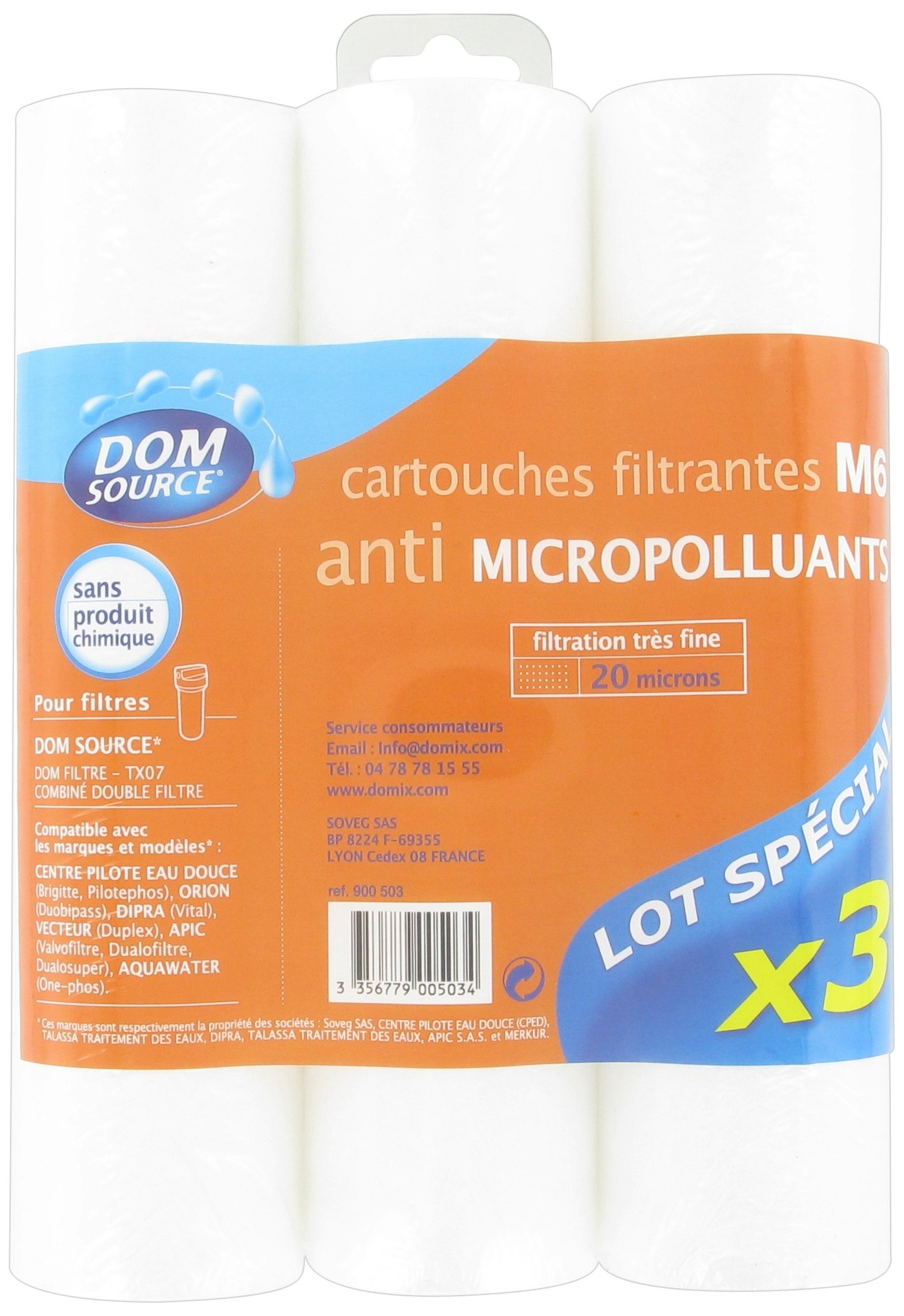 COMAP S900503 Filter Cartridges 20 Microns Set of 3 White