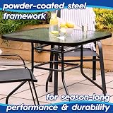 Harbour Housewares Round Glass Top Garden Table 60x60cm Black Frame view 2