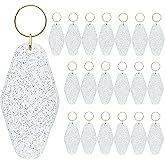 JXQGQ 20 PCS Motel Keychain Blank Hotel Keychains DIY Vintage Keychains Blanks for Vinyl Plastic Heat Transfer Keychain