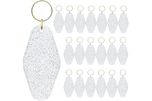 JXQGQ 20 PCS Motel Keychain Blank Hotel Keychains DIY Vintage Keychains Blanks for Vinyl Plastic Heat Transfer Keychain