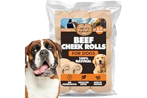 BRUTUS & BARNABY Premium Beef Cheek Rolls for Dogs 5-7" - (5-Pack) Long Lasting, Safe & Natural Rawhide Alternative Chews, Ideal for Large Dogs & Aggressive Chewers, Supports Dental Health & Digestion