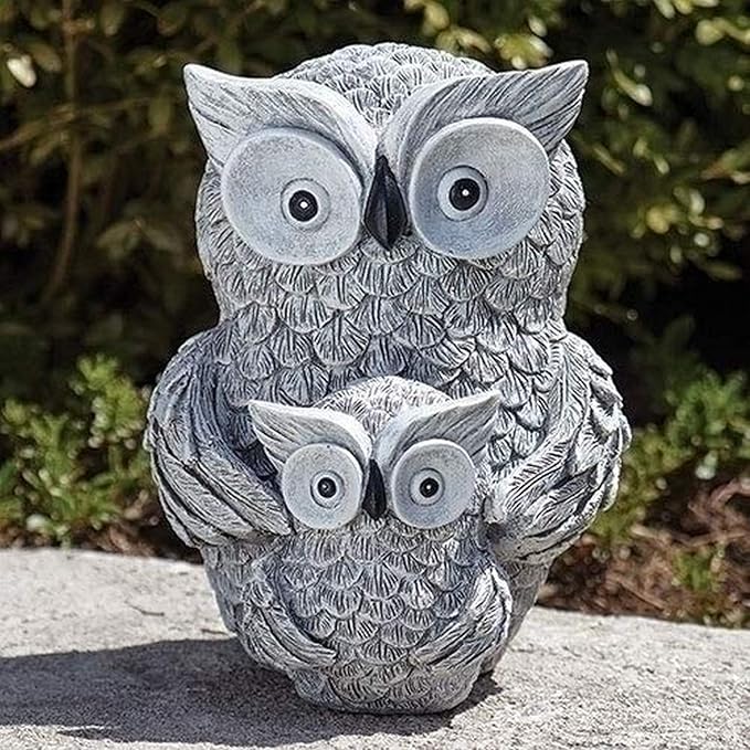 Garden items Owls Statue, one Size, Light Gray Home & Kitchen