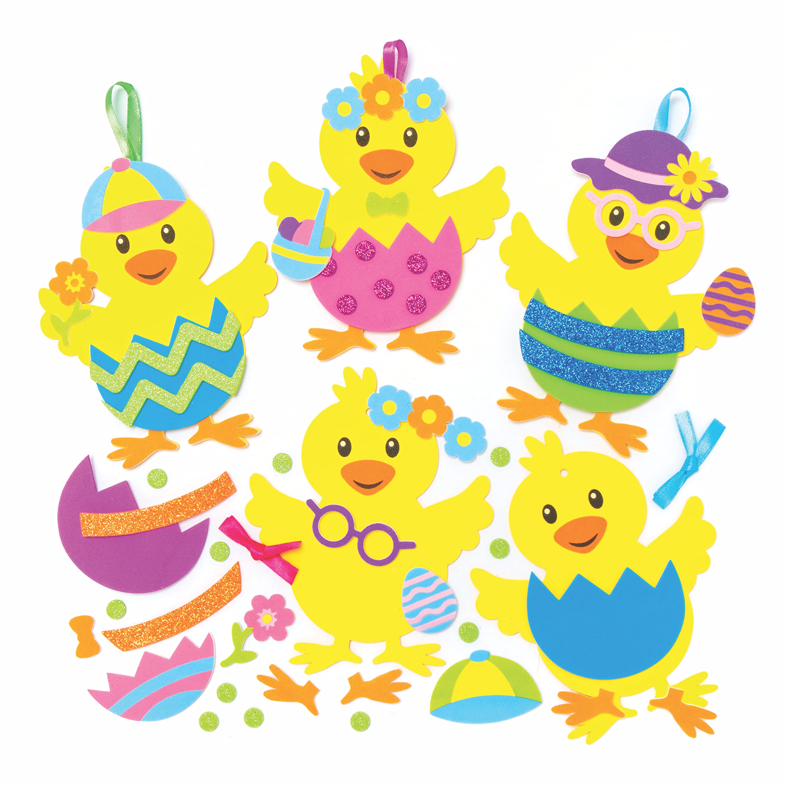 Baker Ross Easter Chick Mix & Match Decorations - Pack of 8, Easter Crafts for Kids (AX770)