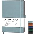 RETTACY Lined Journal Notebook, 8.5'' × 11'', Large Size, A4 College Ruled Notebook Journal for Writing, Work, School, Leather Softcover, 100 GSM Thick Paper, Numbered Pages (Blue-gray)