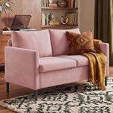 TYBOATLE 51'' Pink Small Couch Loveseat, 2-Seater Upholstered Sofa | Love Seat, Small Sofa, Mid-Century Modern, Iron Legs, Living Room, Apartment, Bedroom, Dorm, Office, Compact Spaces