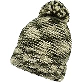 Spyder Womens Chunky Knit Pom Pom Beanie with Ribbed Cuff
