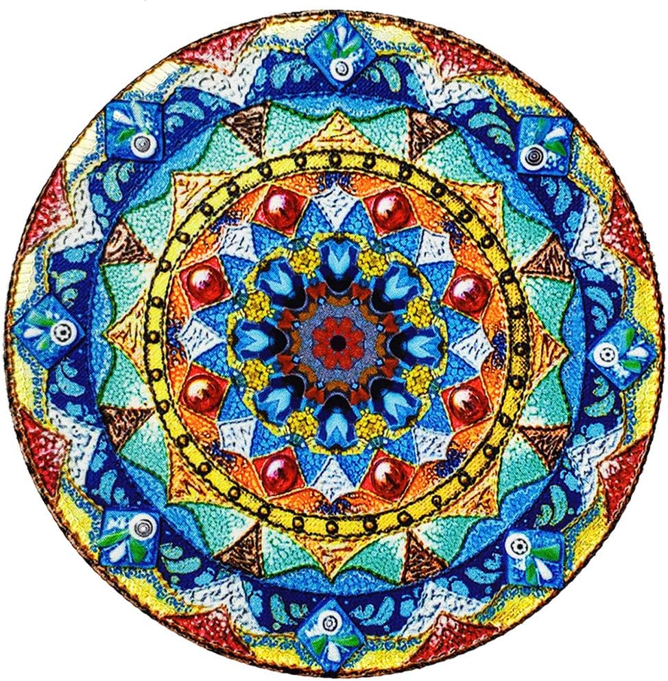 BOSOBO Mouse Pad, Round Mandala Mouse Mat, Small Mousepad with Designs, Non-Slip Rubber Mouse Pad with Stitched Edge, Customized Mouse Pad for Women Girls Office Dorm Computer Laptop, 7.9 x 7.9 Inch