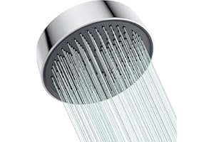 AULEEND Rainfall Shower Head - 8" Thickened High-Pressure Shower Heads with Anti-Clog Rubber Jets - 360° Rotation Adjustable Shower Head - 1.8 GPM Flow Restrictor Replacement (Chrome)