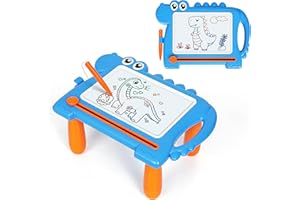 AITUITUI Dinosaur Magnetic Doodle Board Table for Toddlers, Color Drawing & Writing Sketch Pad Educational Learning Kids Toy for 1 2 3 Year Old Boys Girls, Mess-Free Art Gift for Birthday or Christmas, Blue