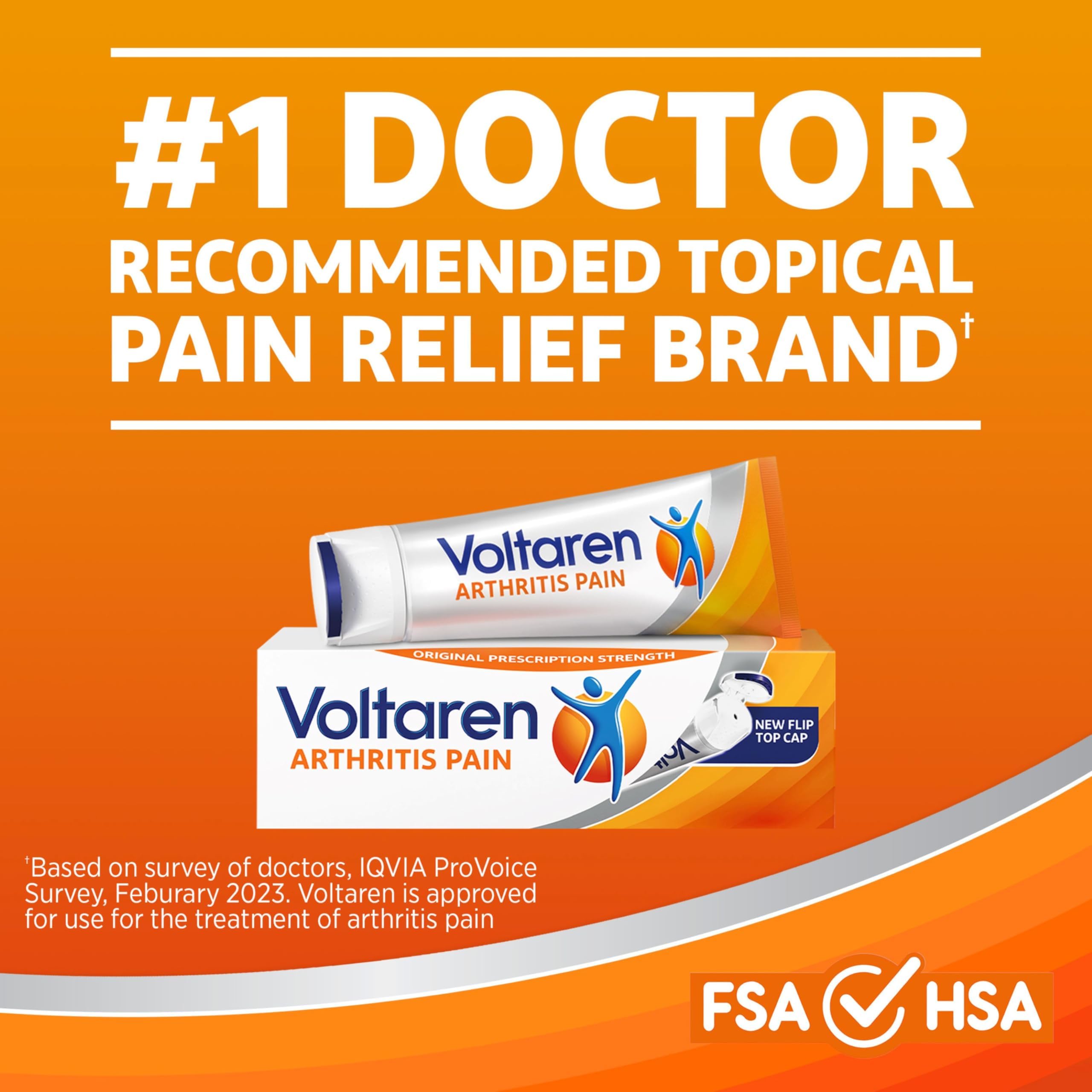 Voltaren Arthritis Pain Gel for Powerful Topical Arthritis Pain Relief with Diclofenac - NEW Easy Open Cap - 100 g x 2