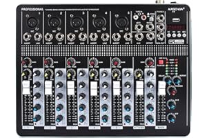 KASCHUN T7 7-Channel Audio Mixer with 48V Phantom Power, USB/MP3 Input & Reverb Effects for PC Recording, Parties & Weddings​