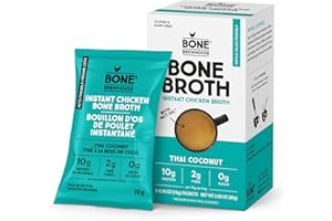 Bone Brewhouse - Chicken Bone Broth Protein Powder - Thai Coconut Flavour - Keto & Paleo Friendly - Instant Soup Broth - 10g 
